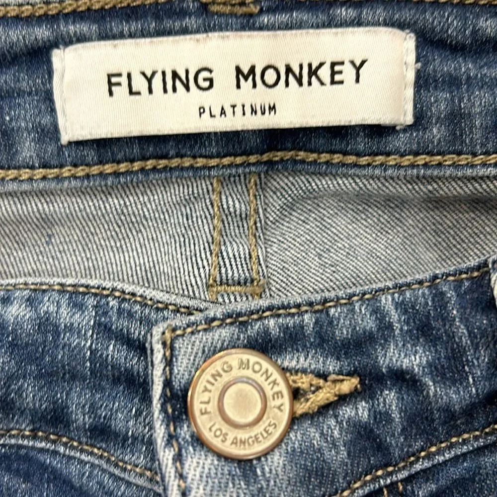 Flying Monkey Platinum Ankle Skinny Jeans with Distressed Hem